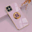 Compatible With  , 6D Plating Solid Color Ring Phone Case For iPhone 15