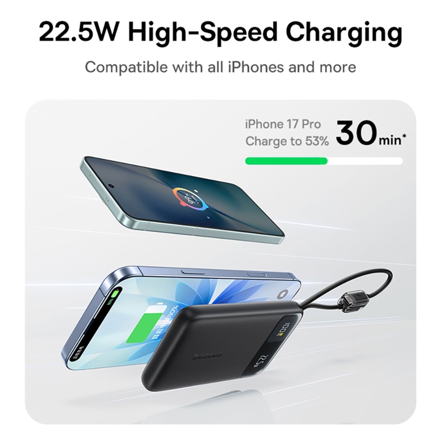 Baseus EnerFill FC11 Digital Display Power Bank with Dual Built-in Cables 10000mAh 22.5W