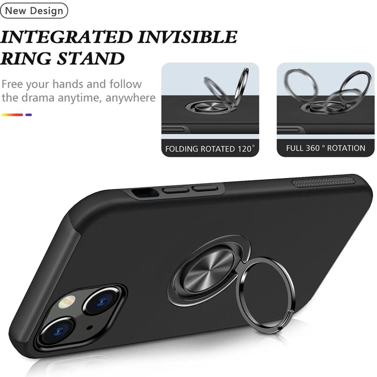 Magnetic Ring Holder Shockproof Cover Case For Iphone 14 Pro Max