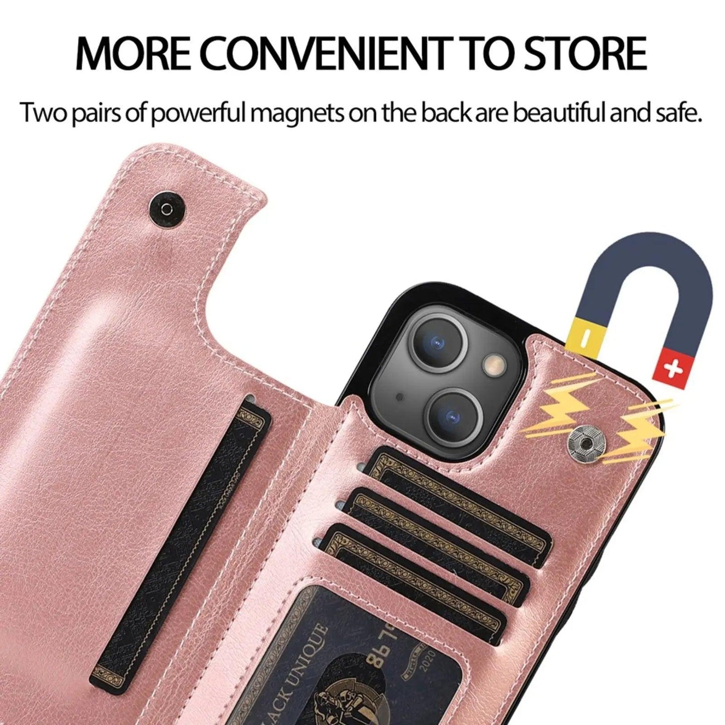 Back Flip Leather Wallet Cover Case for iPhone 15