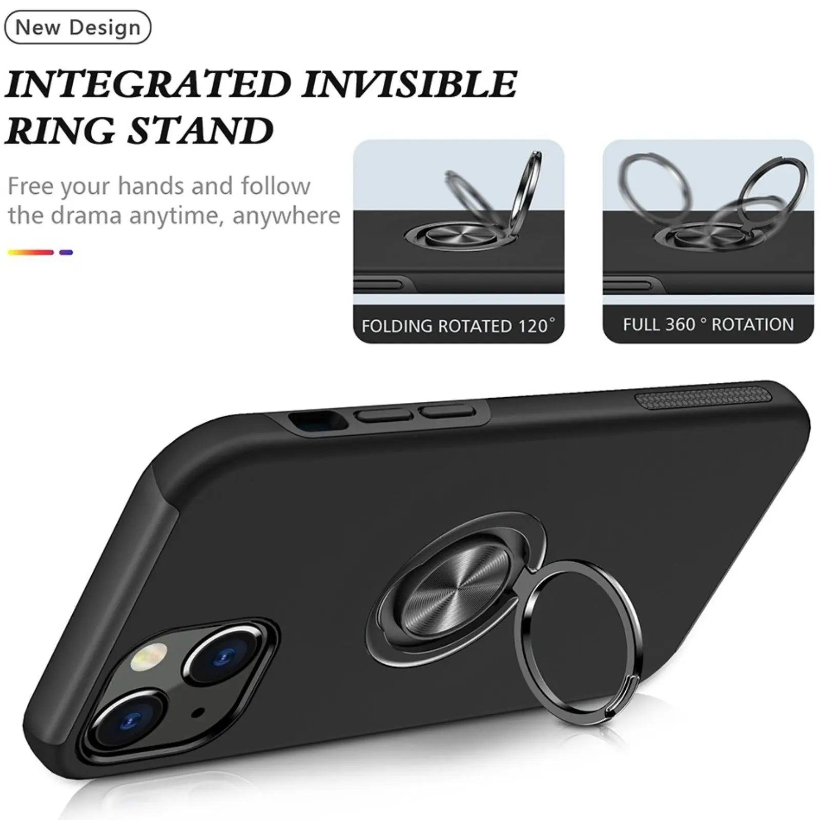 Magnetic Ring Holder Shockproof Cover Case For Iphone 14 Pro