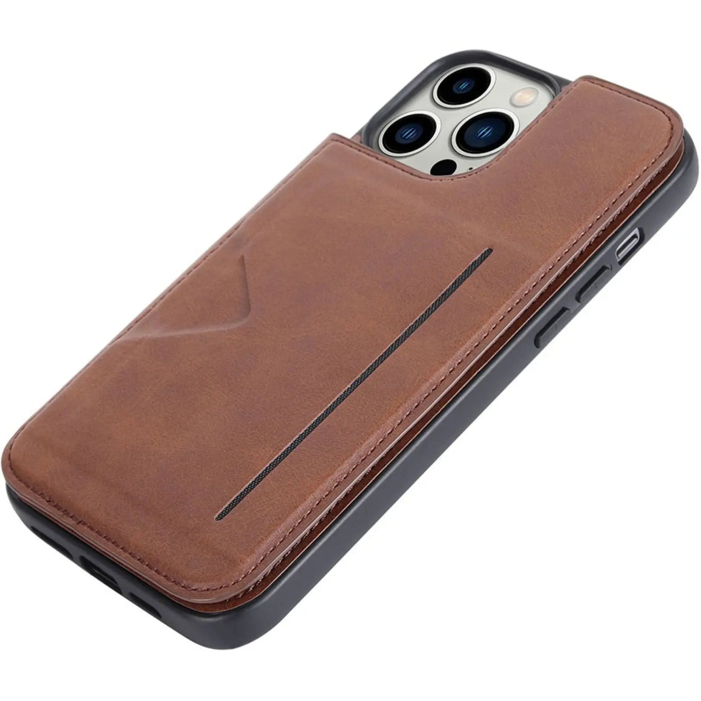 Hanman Back Flip Leather Wallet Shockproof Cover Case for iPhone 15 Plus