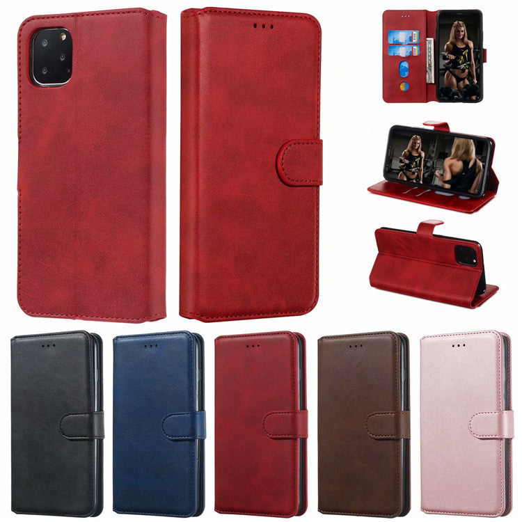 Classic Calf Pattern Solid Color Leather Phone Case For Samsung Galaxy A series