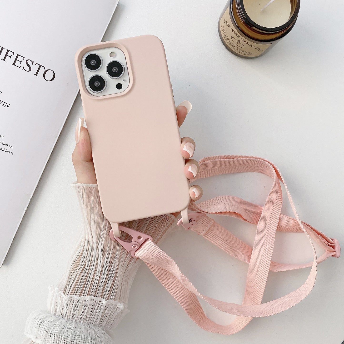 Crossbody Lanyard Liquid Silicone Phone Case For iPhone 15