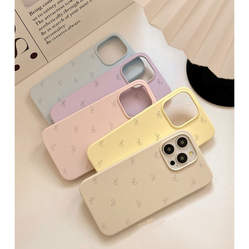 Phone Case Bow Liquid Silicone Skin Feeling Drop-resistant For iPhone 16