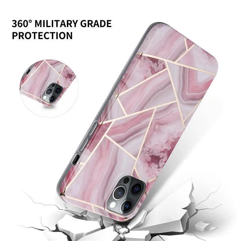 Electroplating Splicing Marble Pattern Mobile Phone Case - MyMobile