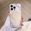 Magnetic Suction Clear Frosted Flower Phone Case For iPhone 14