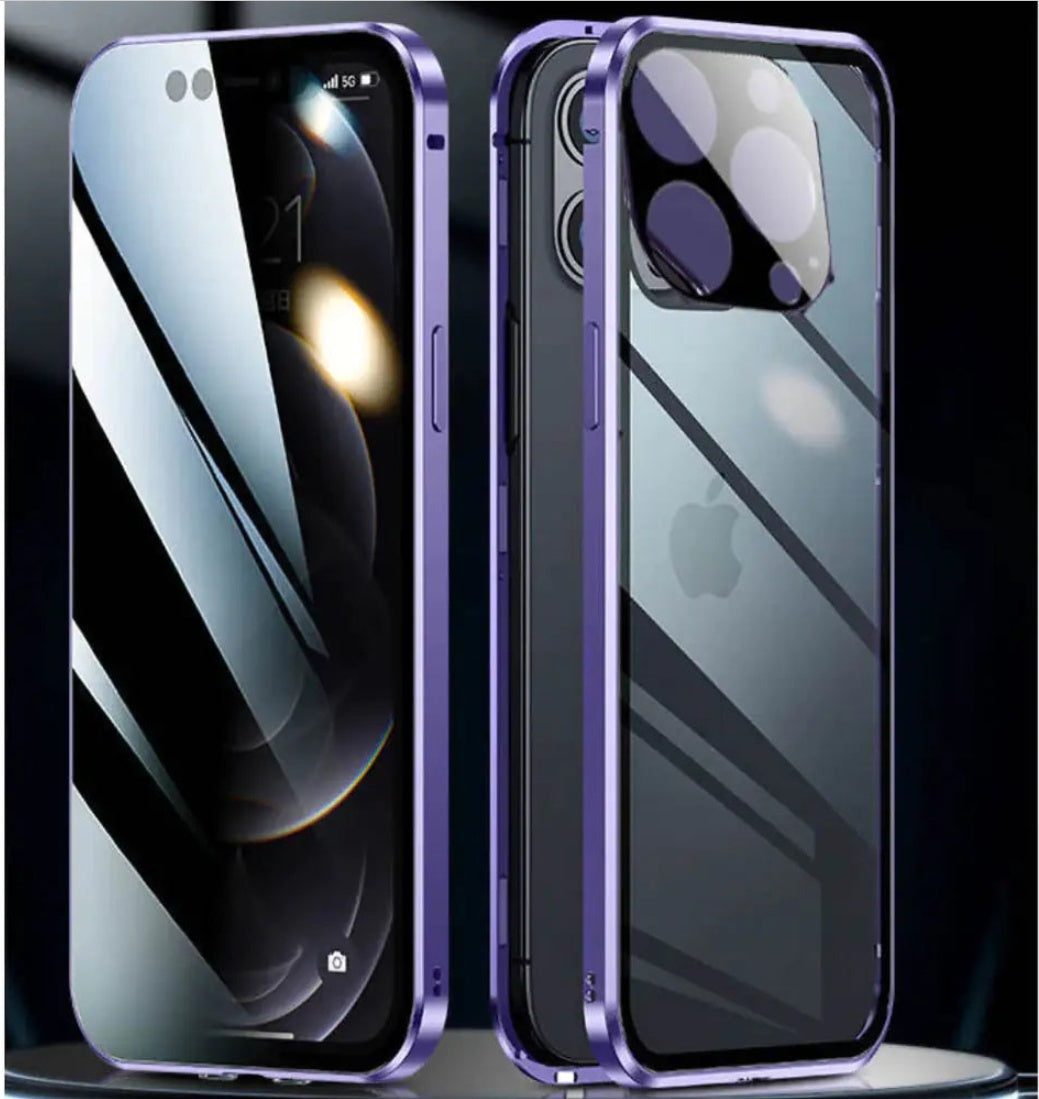 Double Sided Magnetic Glass Phone Case For iPhone 14