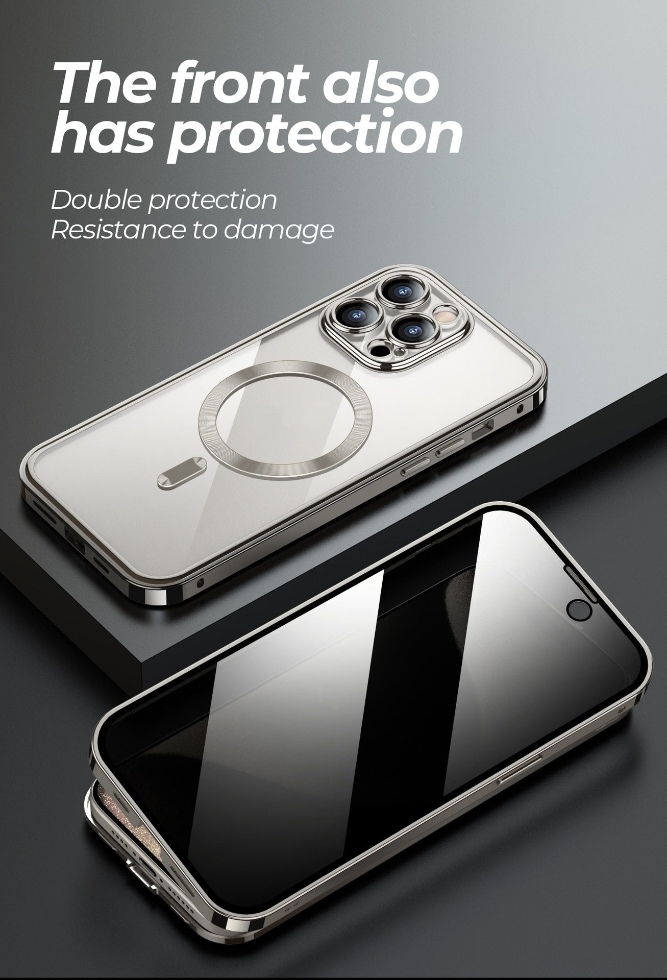 Anti-Privacy Metal Buckle Magnetic Support Wireless Charging Double-Sided Lens For iPhone 15