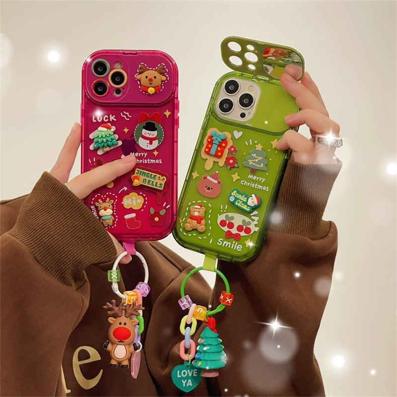 Plastic Christmas Stereo Doll Pendant Phone Case For iPhone 15