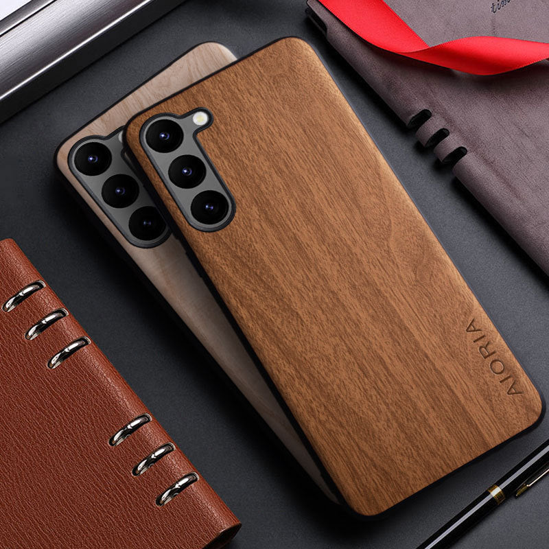 Applicable To Plus Simple Interlaced Wood Grain Phone Case For Samsung Galaxy S24