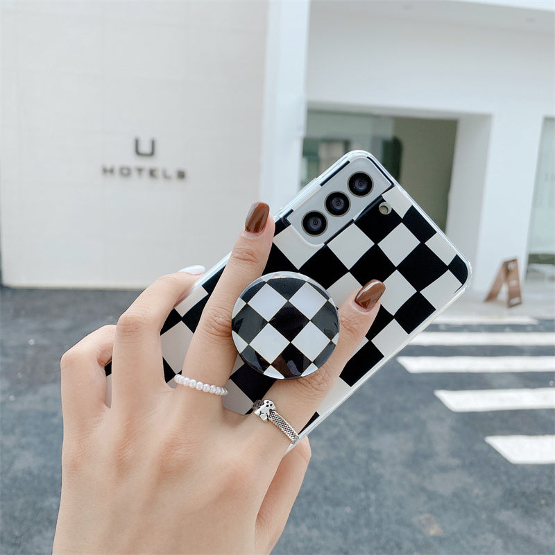 Checkerboard Mobile Phone Case Bracket Soft Shell Protection Cover - MyMobile