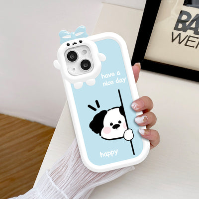 Cartoon Cute Bracket Dummy Dog Mobile Case For iPhone 14