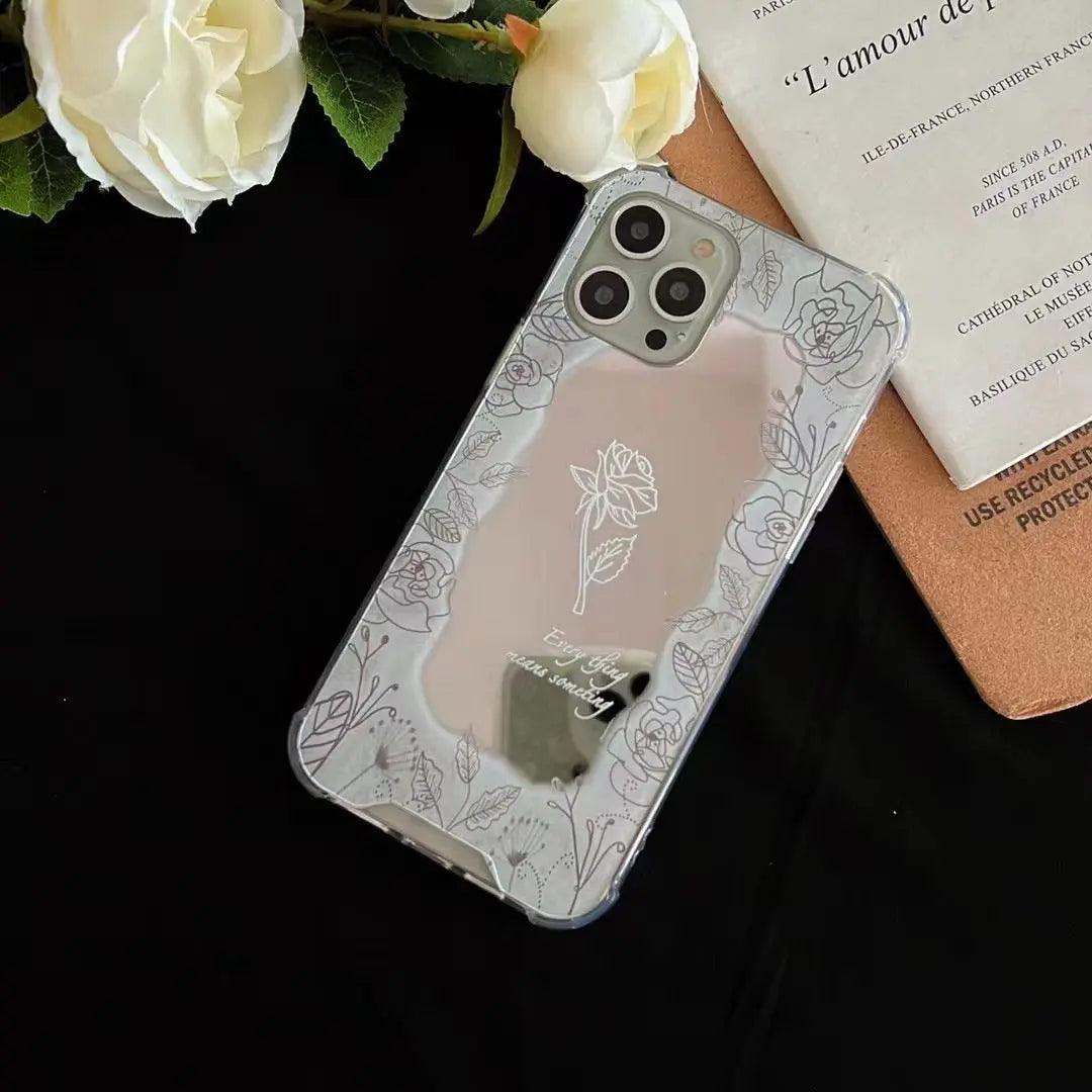 White Rose Mirror Mobile Phone Case Women's Online Only