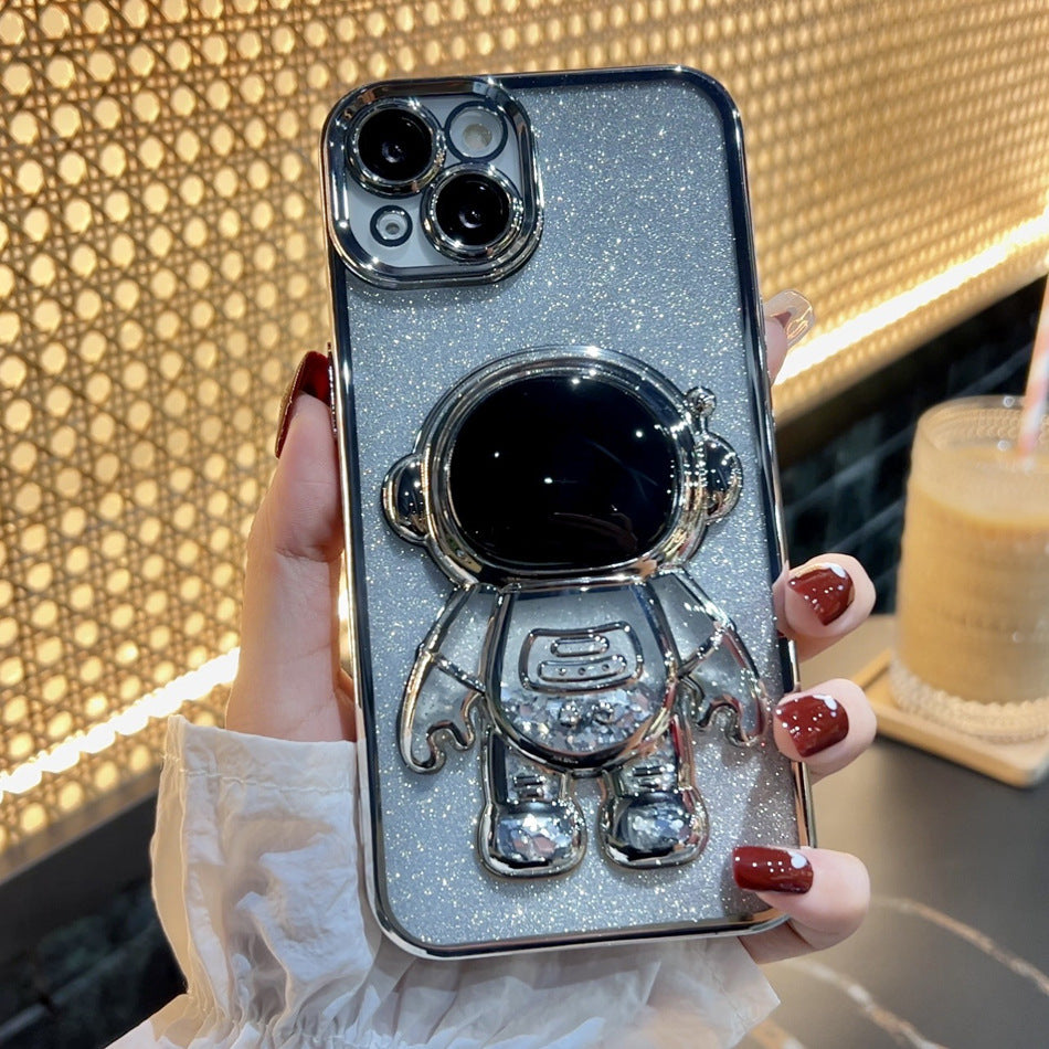 Astronaut Spaceman Quicksand Phone Case Electroplating For iPhone 14