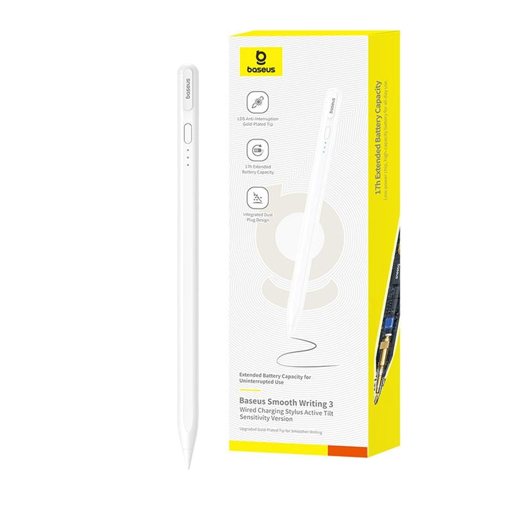 Baseus Smooth Writing 3 Wired Charging Stylus (Active Tilt Sensitivity Version) -Moon White