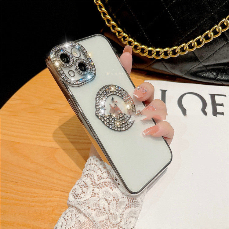 Diamond Ring Phone Case Diamond Electroplating Soft For iPhone 14