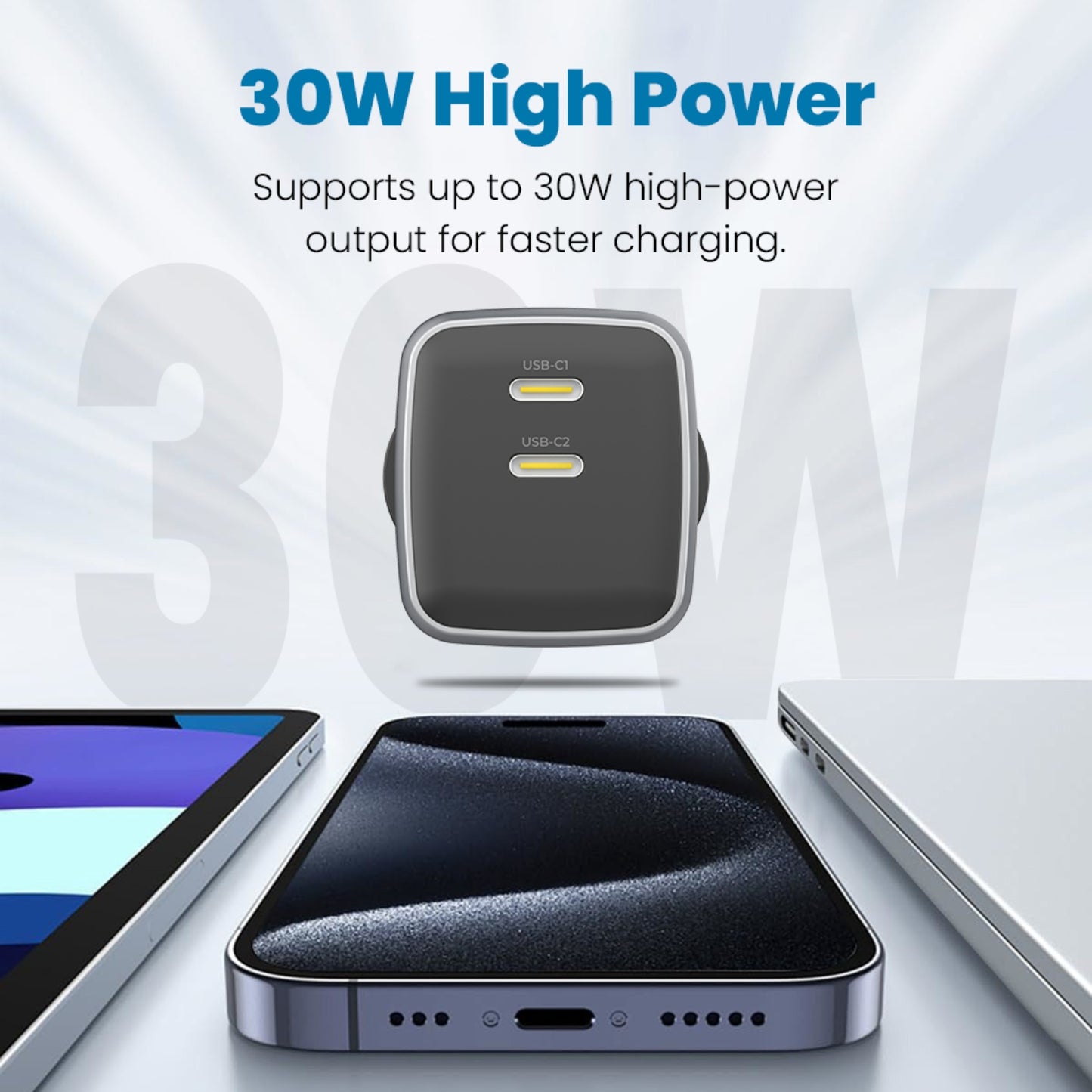 iQuick NANO ENERGY 2 30W PD3.0 Dual USB-C Ports Charging Adapter