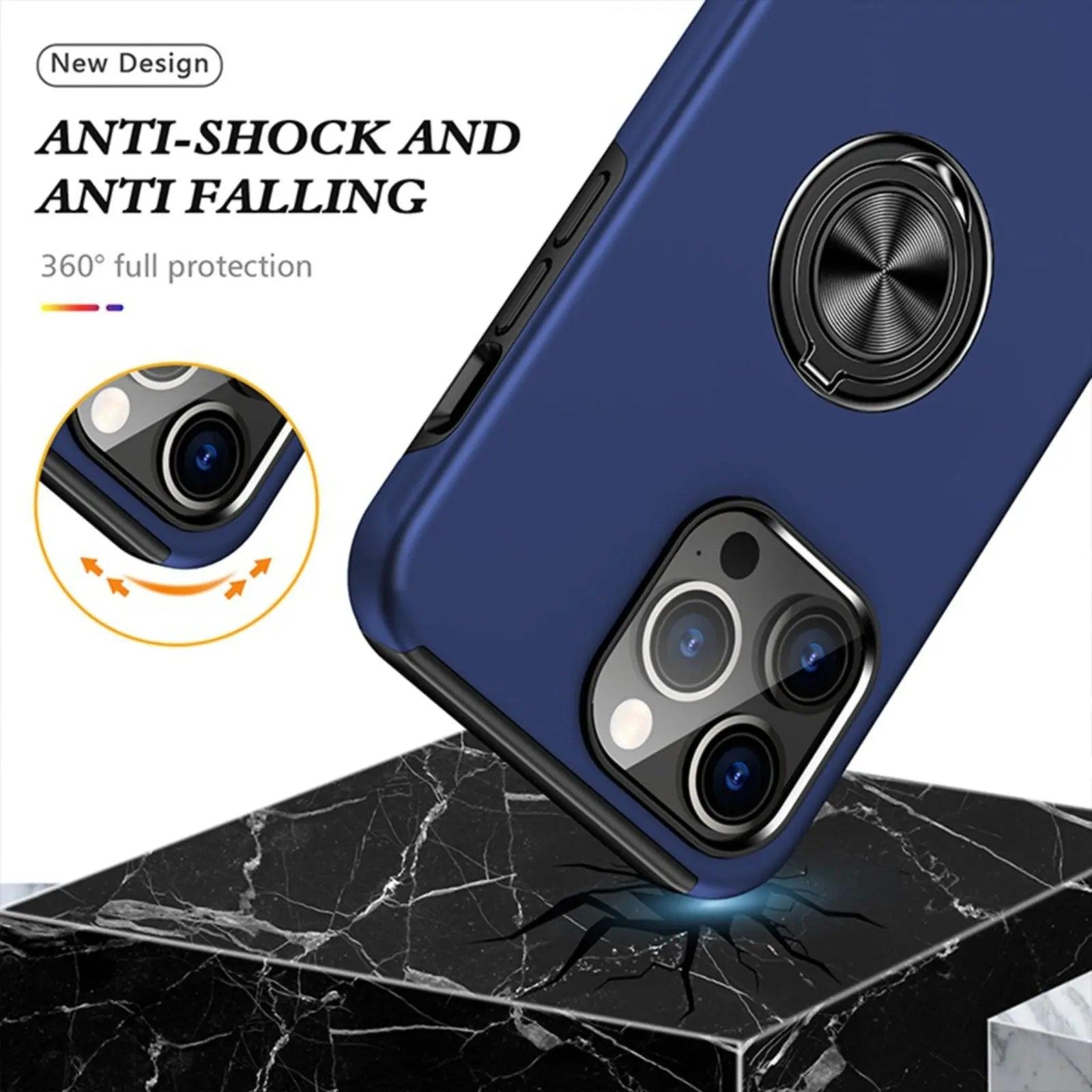 Magnetic Ring Holder Shockproof Cover Case for iPhone 15