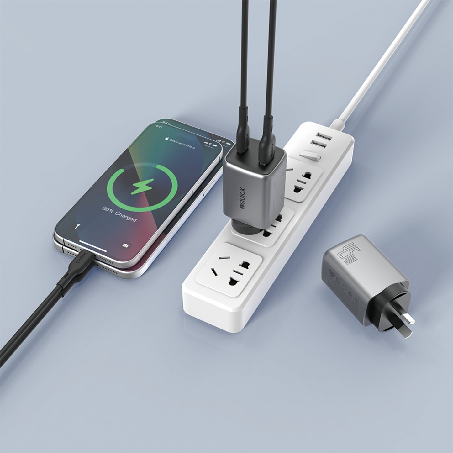 iQuick NANO ENERGY 2 45W PD3.0 USB-C and USB-A Ports Charging Adapter - MyMobile