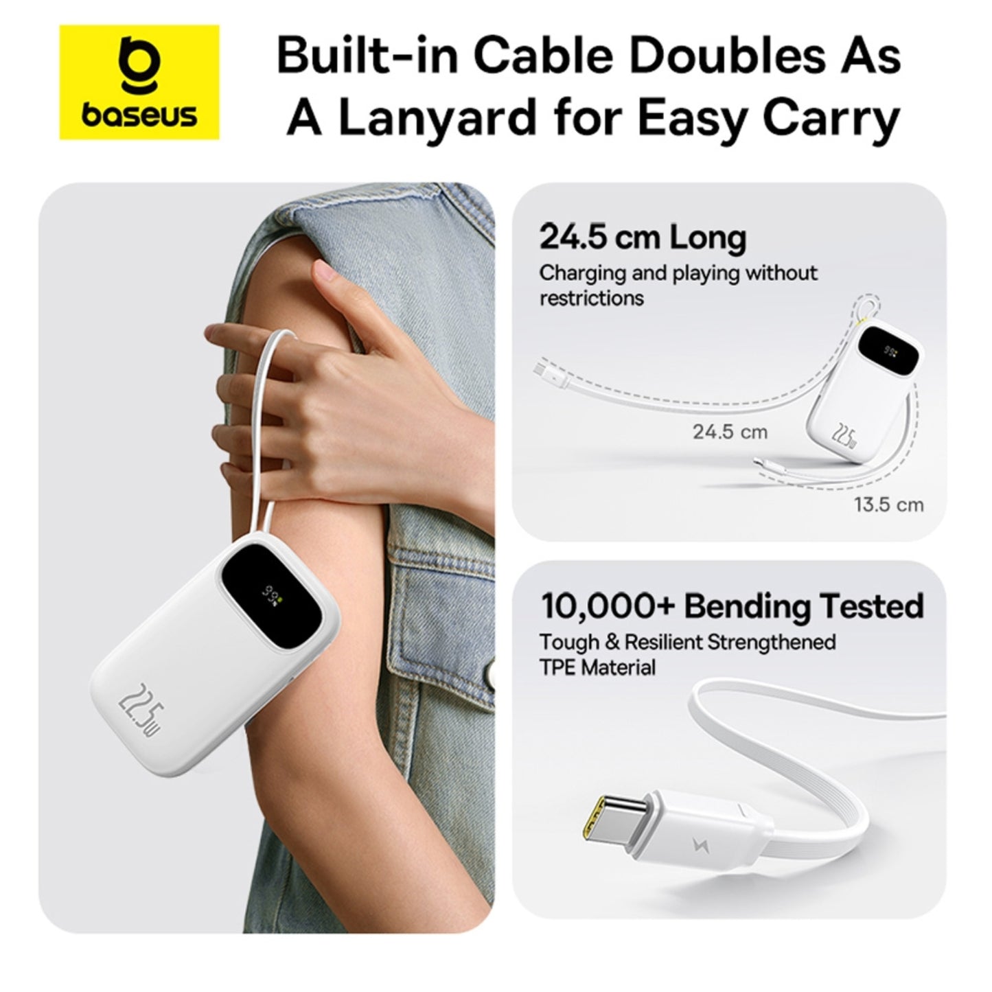 Baseus EnerFill FC31 Digital Display Power Bank with 2 Built-in Cables 10000mAh 22.5W