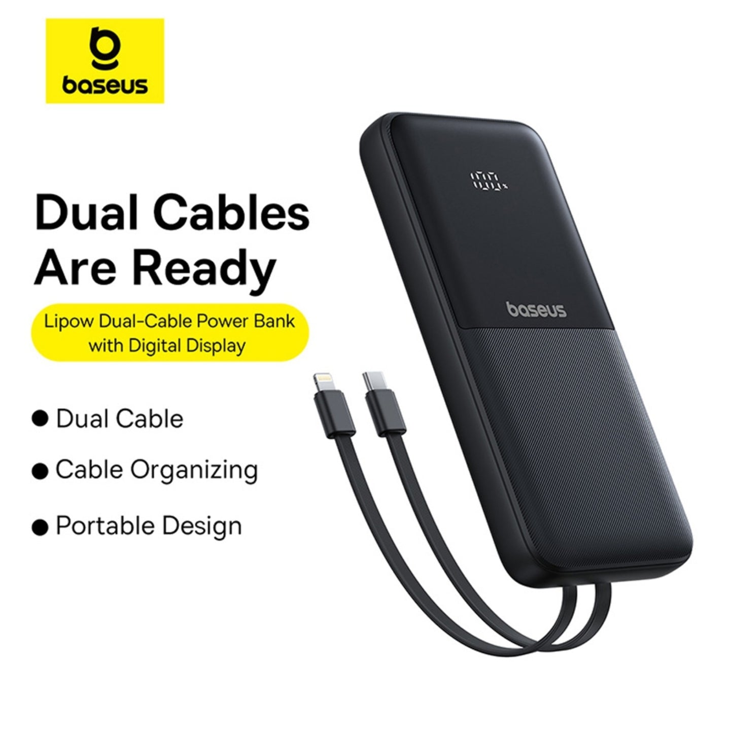 Baseus Lipow Dual-Cable Power Bank with Digital Display 10000mAh 22.5W