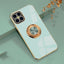 Compatible With  , 6D Plating Solid Color Ring Phone Case For iPhone 15