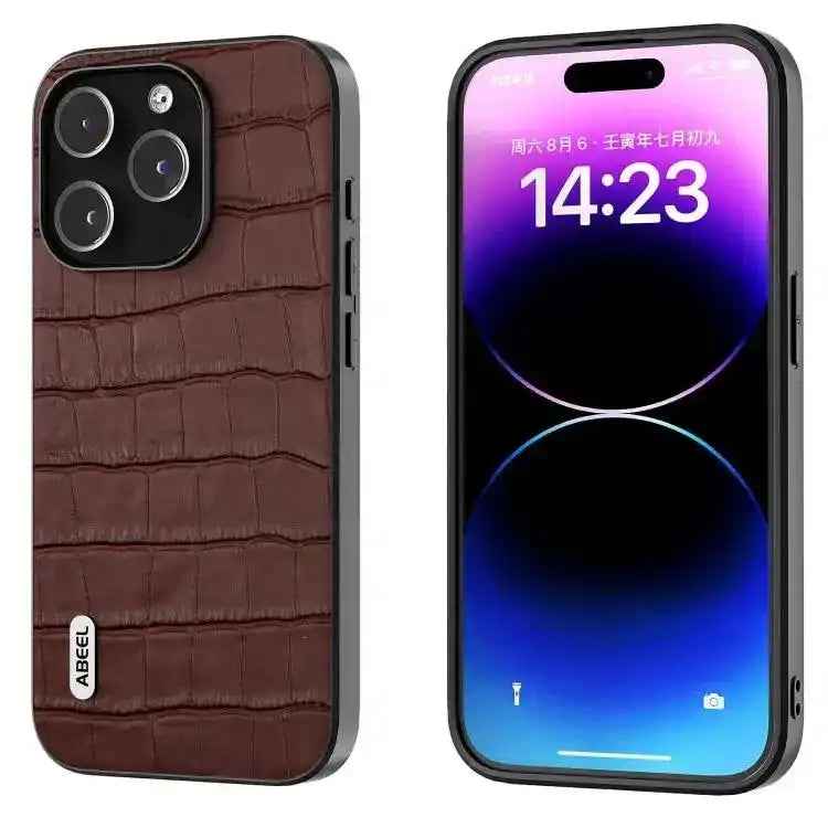ABEEL Crocodile Texture Genuine Leather Phone Case