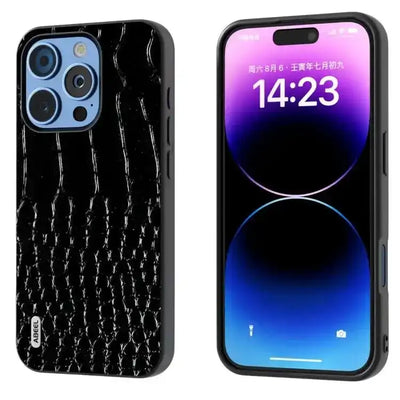 ABEEL Genuine Leather Crocodile Pattern Black Edge Phone Case MyMobile