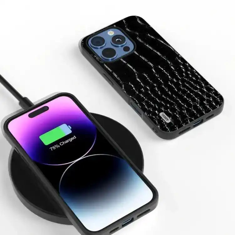 ABEEL Genuine Leather Crocodile Pattern Black Edge Phone Case MyMobile