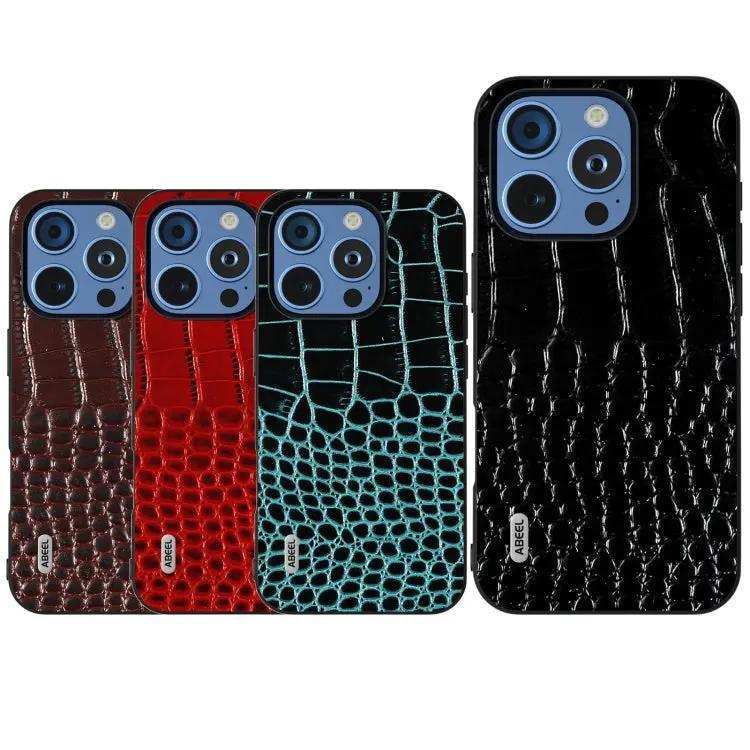 ABEEL Genuine Leather Crocodile Pattern Black Edge Phone Case MyMobile