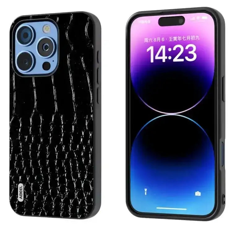 ABEEL Genuine Leather Crocodile Pattern Black Edge Phone Case MyMobile