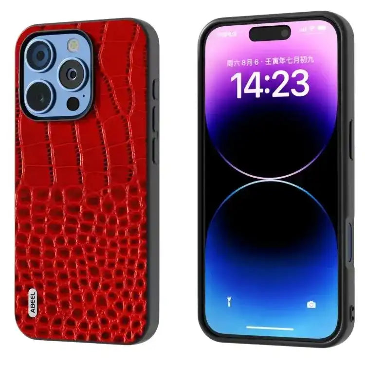 ABEEL Genuine Leather Crocodile Pattern Black Edge Phone Case MyMobile