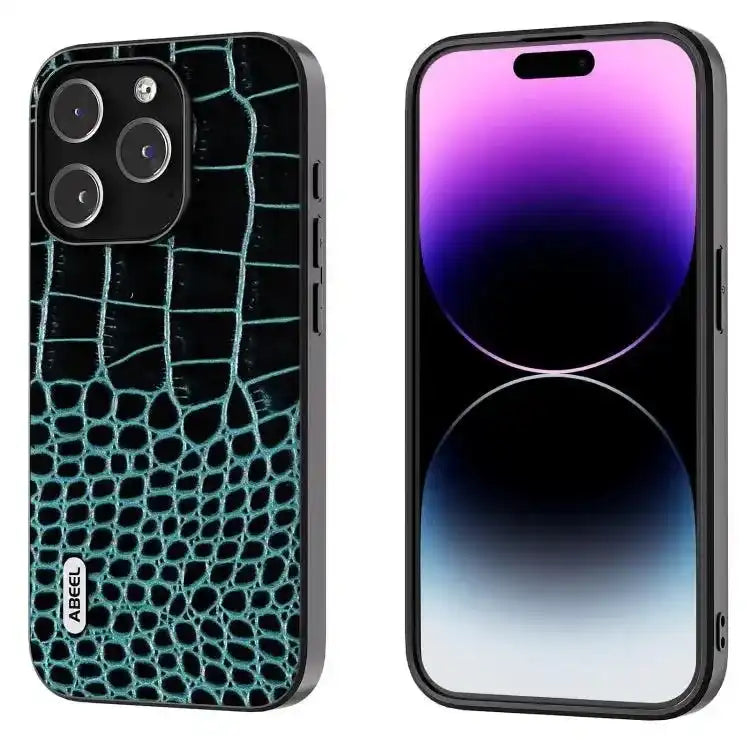 ABEEL Genuine Leather Crocodile Pattern Black Edge Phone Case MyMobile