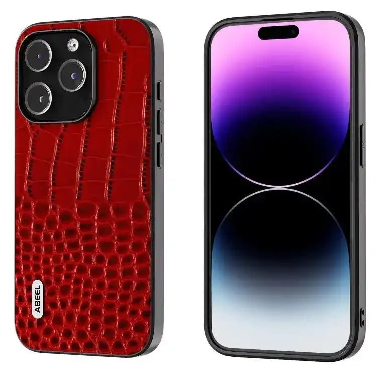 ABEEL Genuine Leather Crocodile Pattern Black Edge Phone Case MyMobile