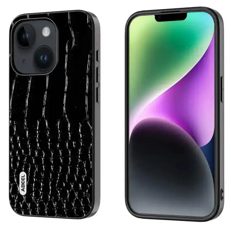 ABEEL Genuine Leather Crocodile Pattern Black Edge Phone Case MyMobile