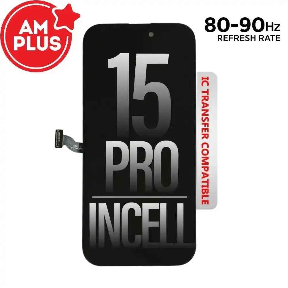 AMPLUS Incell LCD Assembly for iPhone 15 Pro Screen Replacement (80HZ-90HZ, Compatible for IC chip transfer)