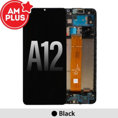 AMPLUS LCD Screen Repair for Samsung Galaxy A12 A125 with Frame -Black AMPLUS - Aftermarket Plus