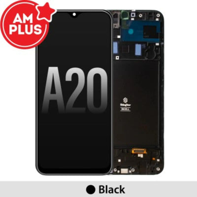 AMPLUS LCD Screen Repair for Samsung Galaxy A20 A205F with Frame -Black AMPLUS - Aftermarket Plus