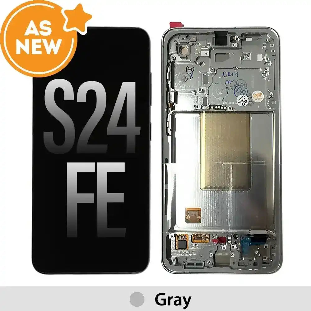 AS NEW-Samsung Galaxy S24 FE OLED Screen Replacement-Grey (SERVICE PACK SCREEN AND SERVICE PACK FRAME ASSEMBLED) SP - Service Pack OEM
