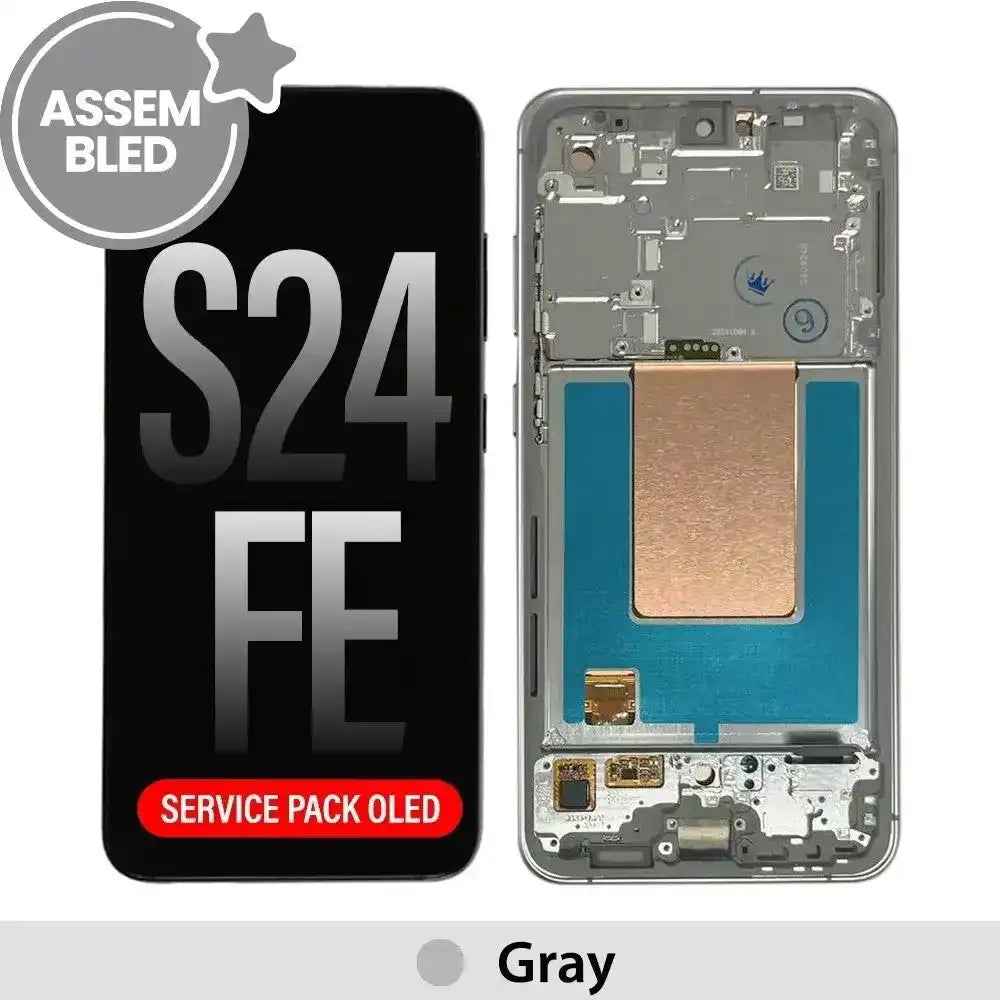 ASSEMBLED OLED Screen Replacement with Frame for Samsung Galaxy S24 FE S721B -Gray