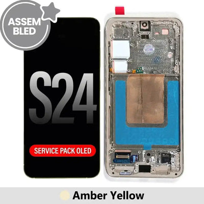 ASSEMBLED OLED Screen Replacement with Frame for Samsung Galaxy S24 S921B -Amber Yellow ASSEMBLED
