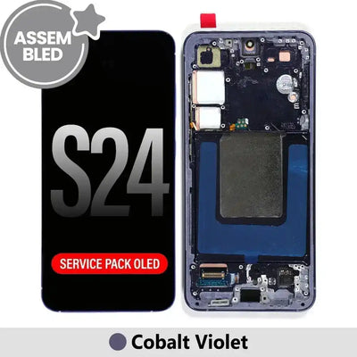 ASSEMBLED OLED Screen Replacement with Frame for Samsung Galaxy S24 S921B-Cobalt Violet ASSEMBLED