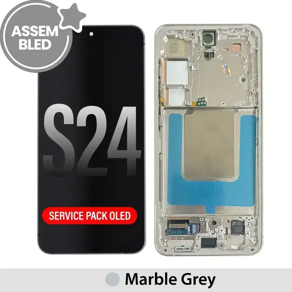 ASSEMBLED OLED Screen Replacement with Frame for Samsung Galaxy S24 S921B-Marble Grey ASSEMBLED