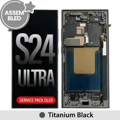 ASSEMBLED OLED Screen Replacement with Frame for Samsung Galaxy S24 Ultra S928B -Titanium Black ASSEMBLED