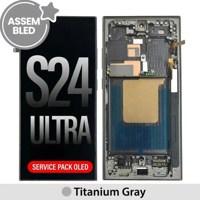 ASSEMBLED OLED Screen Replacement with Frame for Samsung Galaxy S24 Ultra S928B -Titanium Gray ASSEMBLED