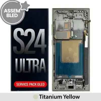 ASSEMBLED OLED Screen Replacement with Frame for Samsung Galaxy S24 Ultra S928B -Titanium Yellow