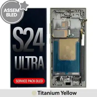 ASSEMBLED OLED Screen Replacement with Frame for Samsung Galaxy S24 Ultra S928B -Titanium Yellow ASSEMBLED