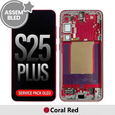 ASSEMBLED OLED Screen Replacement with Frame for Samsung Galaxy S25 Plus S936B-Coral Red ASSEMBLED
