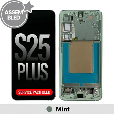 ASSEMBLED OLED Screen Replacement with Frame for Samsung Galaxy S25 Plus S936B-Mint ASSEMBLED
